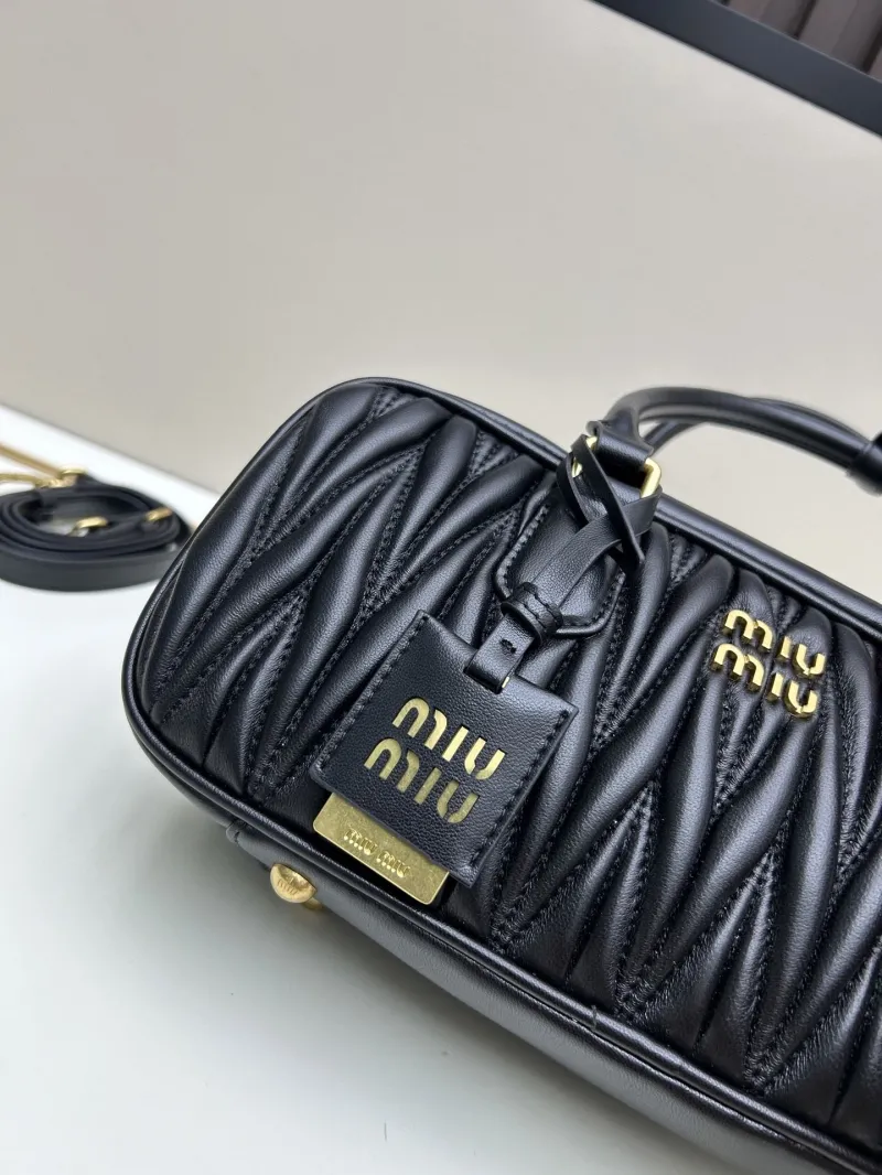 MIU MIU Black Quilted Leather Top Handle Bag 229 - Image 6