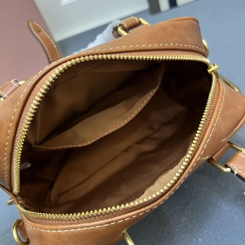 MIU MIU Brown Leather Top Handle Crossbody Bag 1E123 - Image 8