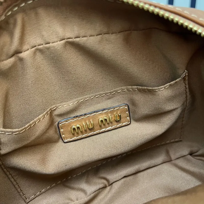 MIU MIU Brown Leather Top Handle Crossbody Bag 1E123 - Image 9