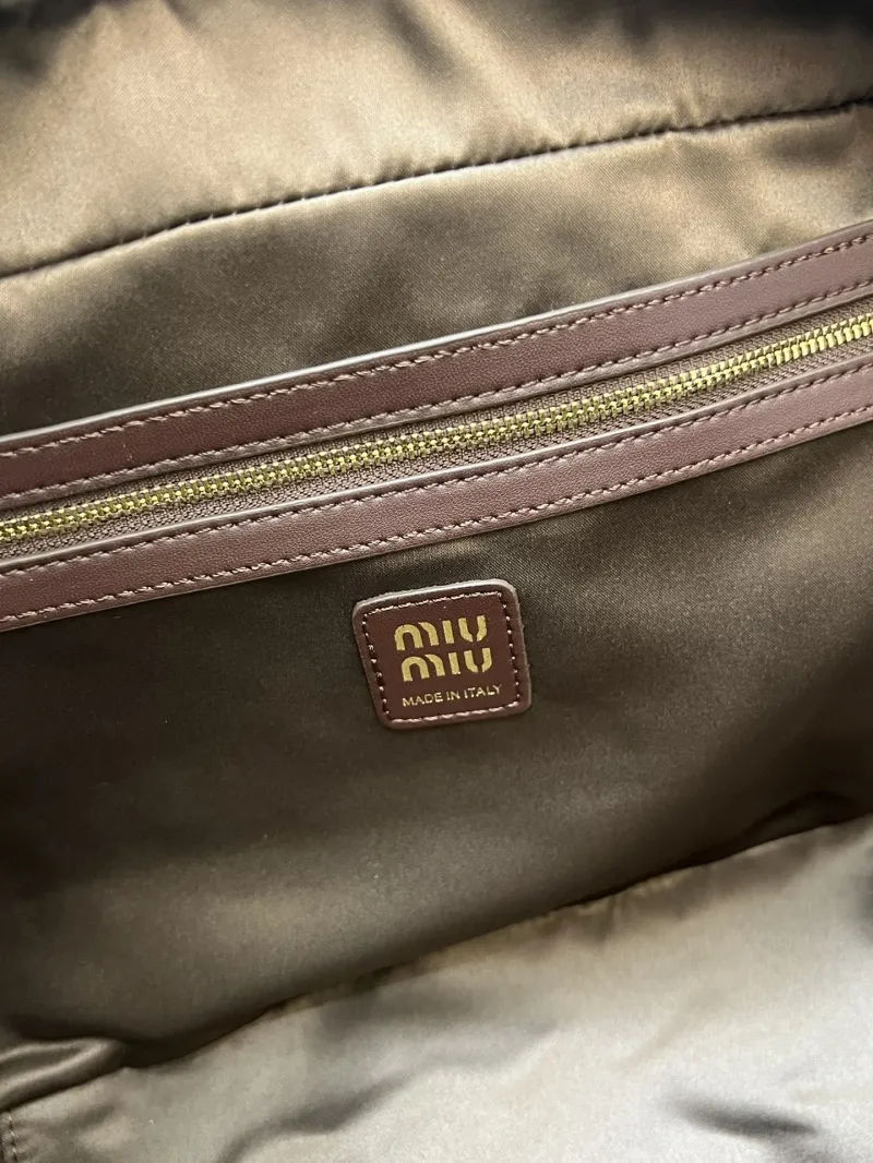 Alternative view of Miu Miu 1C6647 Large Yellow White Brown Woven Top Handle Bag