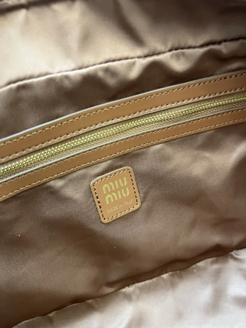 Alternative view of MIU MIU 1C6647 Large Woven Top Handle Bag Brown White
