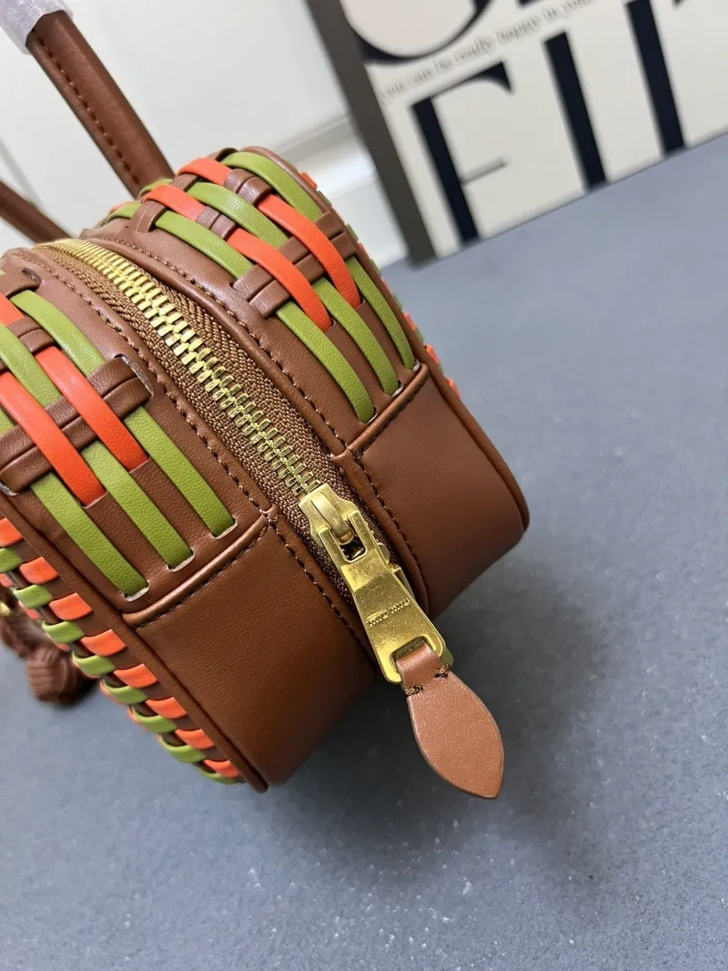 MIU MIU Small Woven Top Handle Bag Orange Green - Image 8