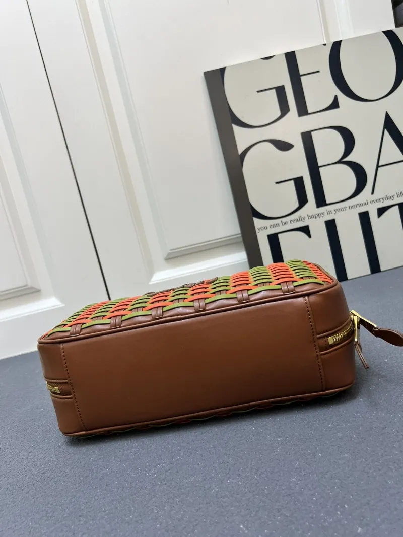 MIU MIU Small Woven Top Handle Bag Orange Green - Image 9
