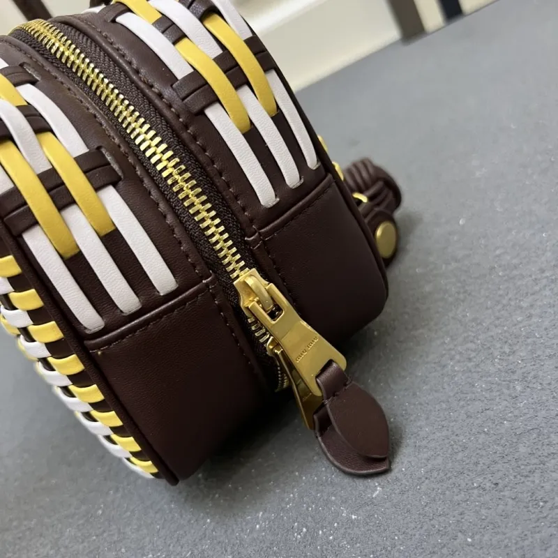 MIU MIU Yellow White Woven Small Top Handle Bag 1C6648 - Image 8