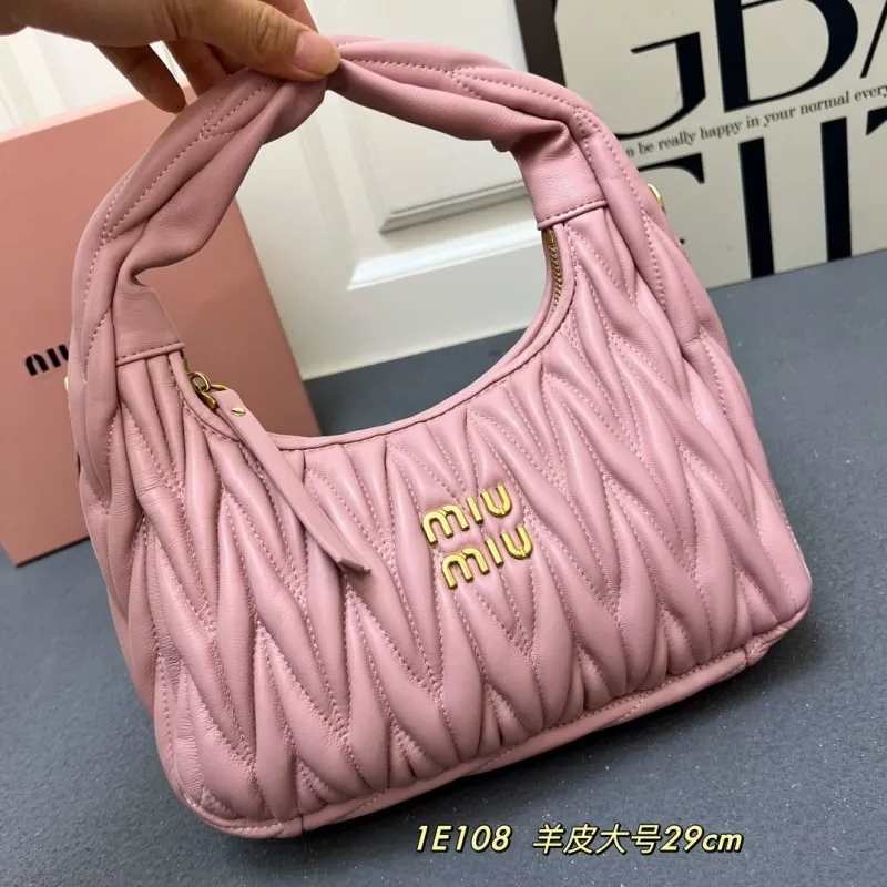 Alternative view of Miu Miu Pink Leather Hobo Top Handle Bag 1E108