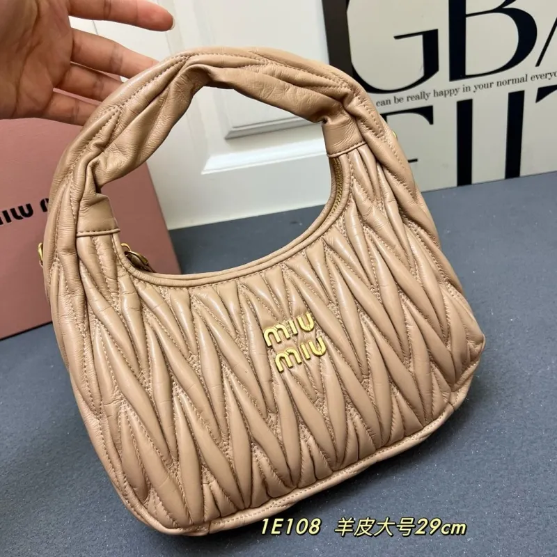 Alternative view of MIU MIU Beige Leather Hobo Shoulder Bag 1E108