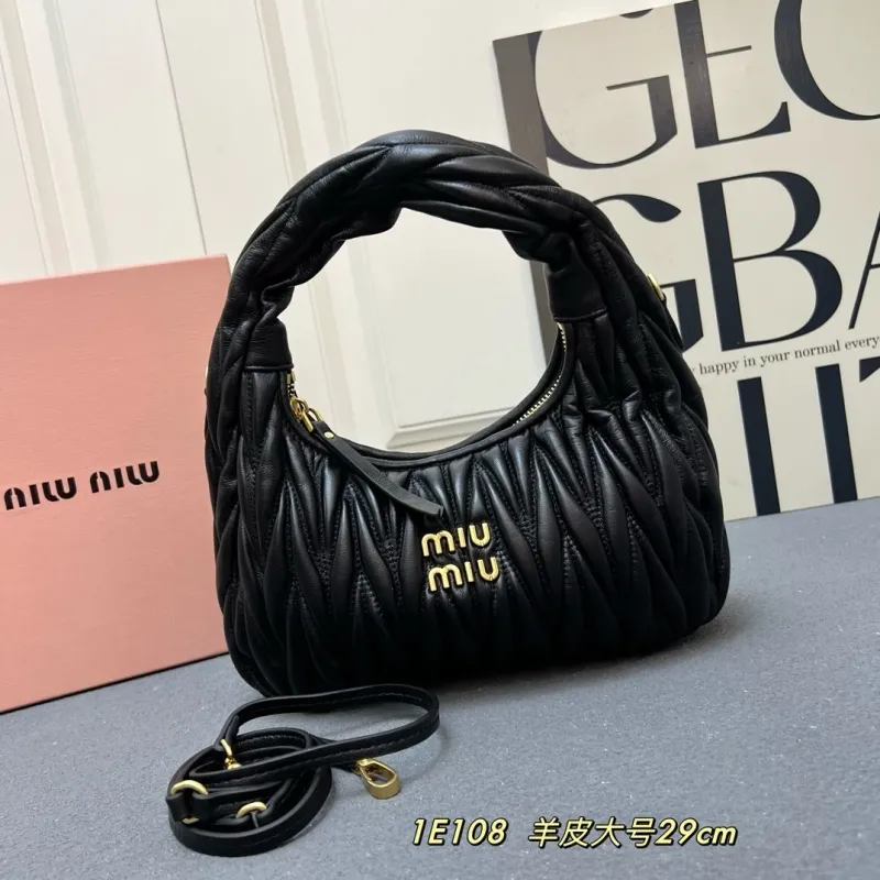 Miu Miu Black Large Sheepskin Top Handle Bag 1E108