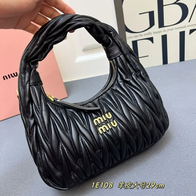 Alternative view of Miu Miu Black Large Sheepskin Top Handle Bag 1E108