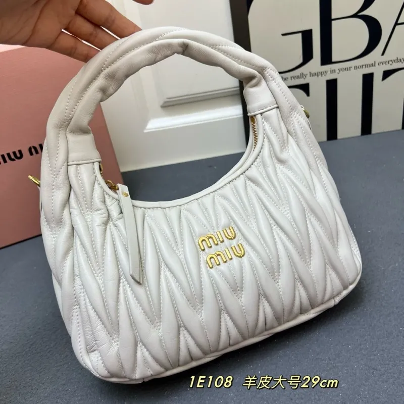 Alternative view of MIU MIU 1E108 Large Off White Sheepskin Top Handle Bag