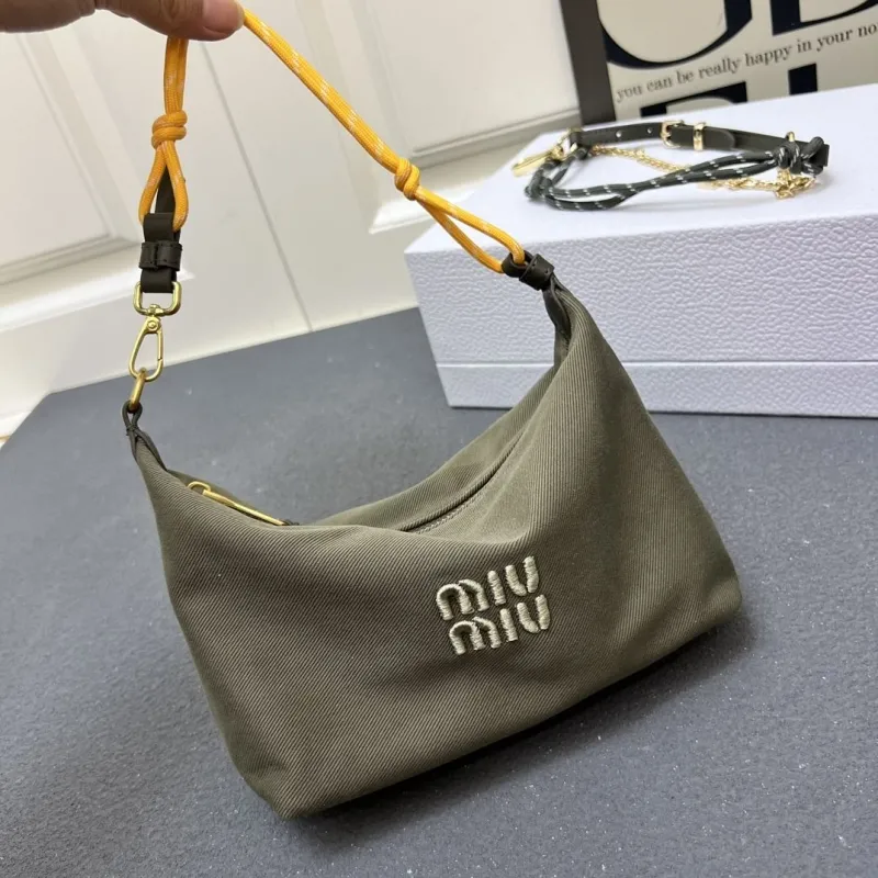 Miu Miu 1E841 Olive Green Top Handle Bag 18x14x10cm - Image 4