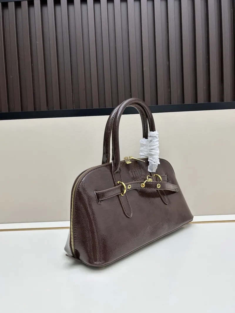 Alternative view of MIU MIU Brown Patent Leather Top Handle Bag 2526