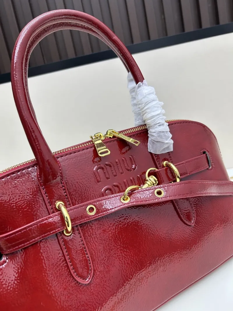 MIU MIU Red Patent Leather Top Handle Bag 2526 - Image 4