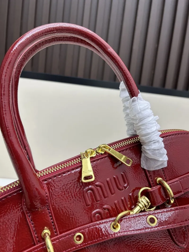 MIU MIU Red Patent Leather Top Handle Bag 2526 - Image 6