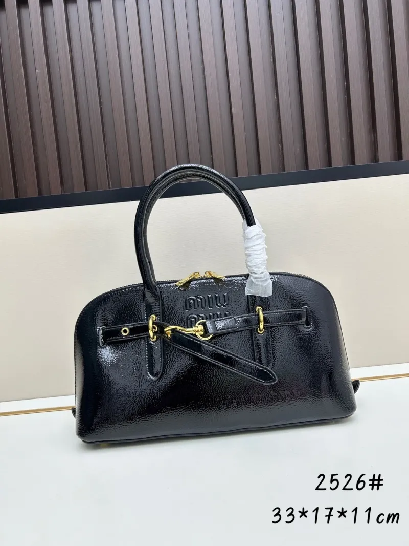 MIU MIU Black Patent Leather Top Handle Bag 2526