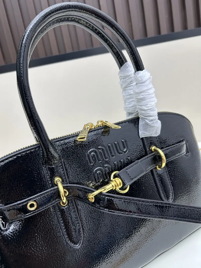 MIU MIU Black Patent Leather Top Handle Bag 2526 - Image 4