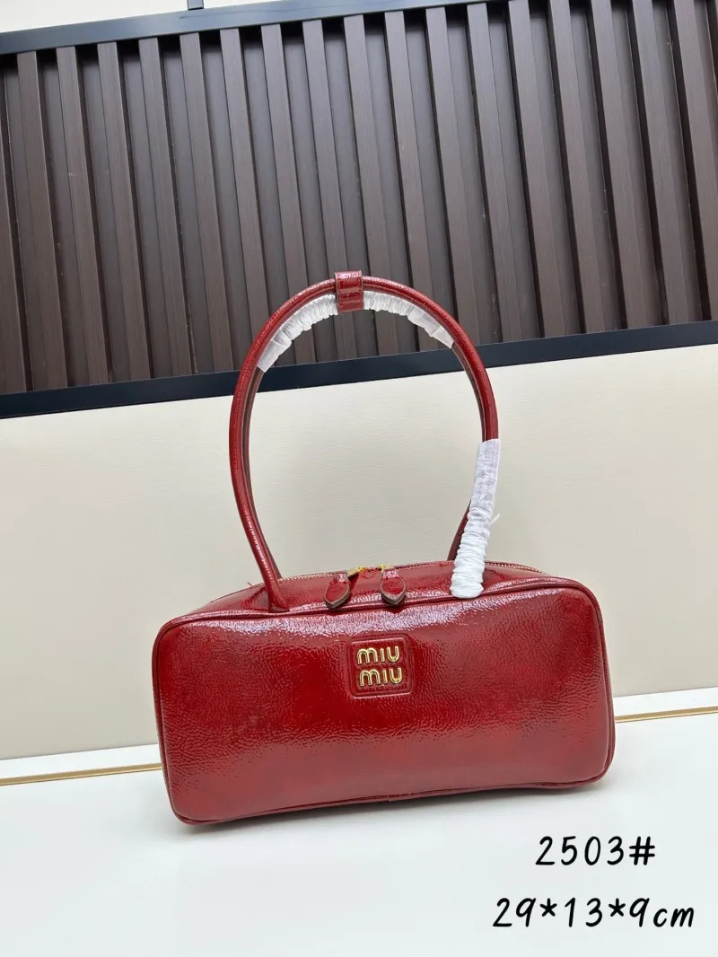 MIU MIU Red Patent Leather Top Handle Bag 2503