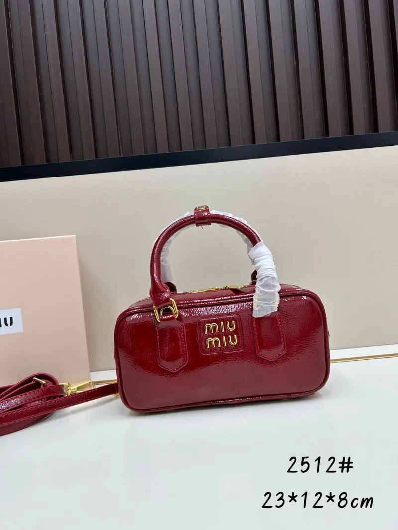 MIU MIU Red Patent Leather Top Handle Bag 2512
