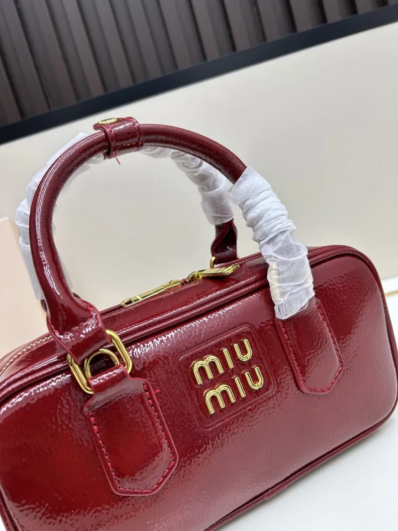 MIU MIU Red Patent Leather Top Handle Bag 2512 - Image 4
