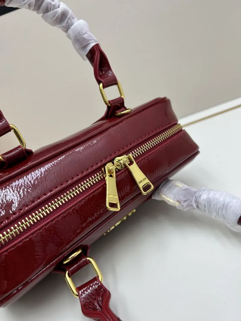 MIU MIU Red Patent Leather Top Handle Bag 2512 - Image 6