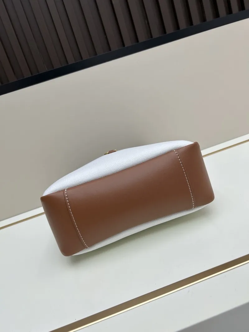 YSL White Brown Canvas Leather Hobo Shoulder Bag - Image 5