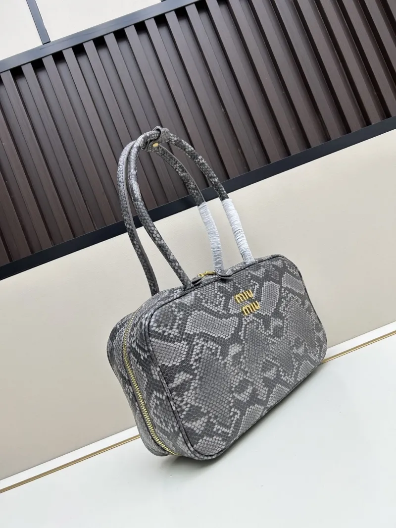 Alternative view of Miu Miu Snake Print Gray Top Handle Bag 02027