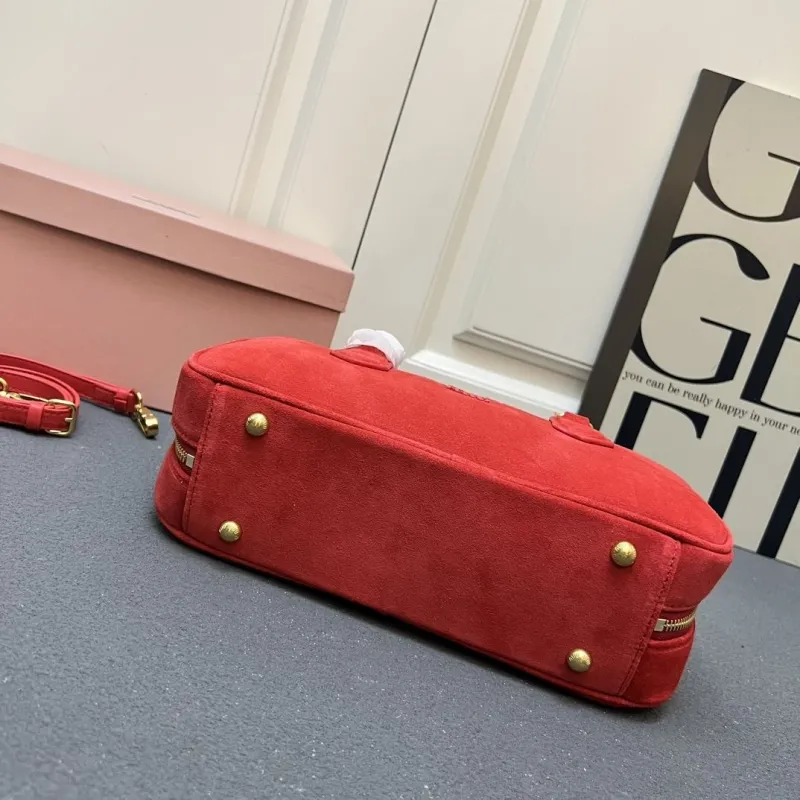 MIU MIU Red Suede Top Handle Crossbody Bag 27cm Style 148 - Image 7