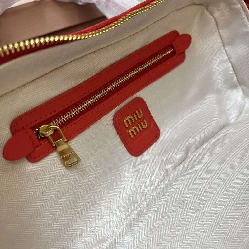 MIU MIU Red Suede Top Handle Crossbody Bag 27cm Style 148 - Image 9