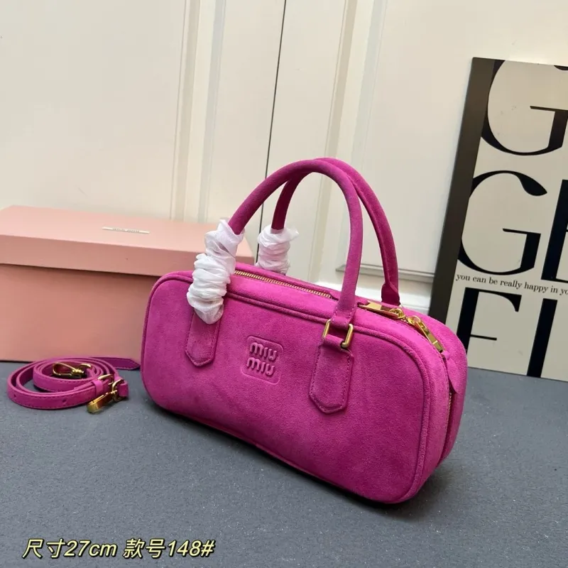 Alternative view of MIU MIU Fuchsia Suede Top Handle Bag Size 27cm Style 148