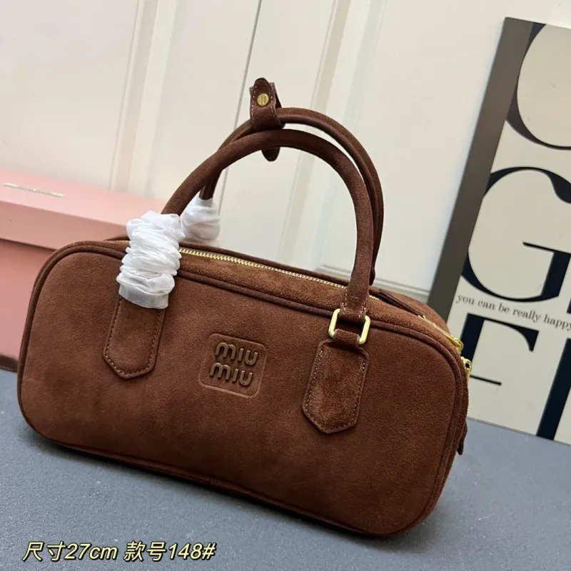 Alternative view of Miu Miu Brown Suede Top Handle Bag 27cm 148