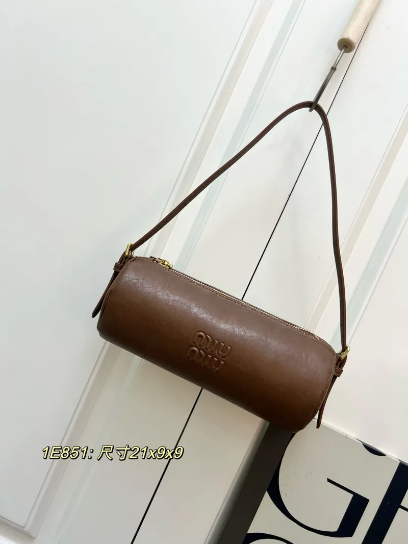 MIU MIU Brown Cylindrical Shoulder Bag 1E851