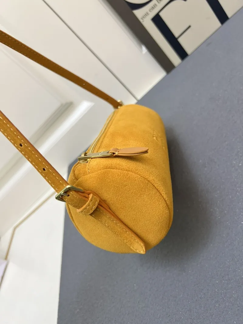MIU MIU Yellow Suede Cylindrical Shoulder Bag 1E851 - Image 5