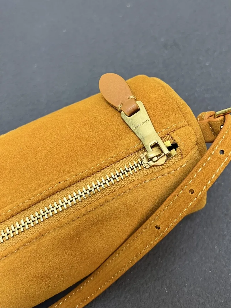 MIU MIU Yellow Suede Cylindrical Shoulder Bag 1E851 - Image 6