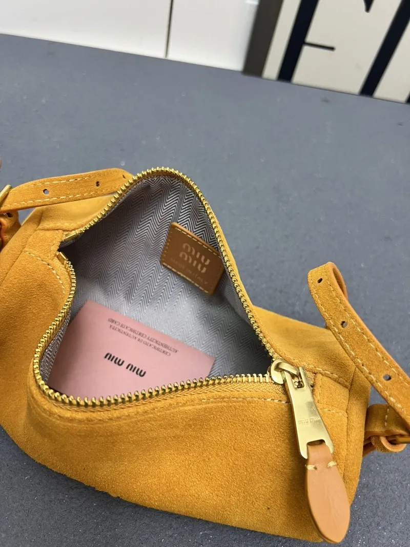 MIU MIU Yellow Suede Cylindrical Shoulder Bag 1E851 - Image 8