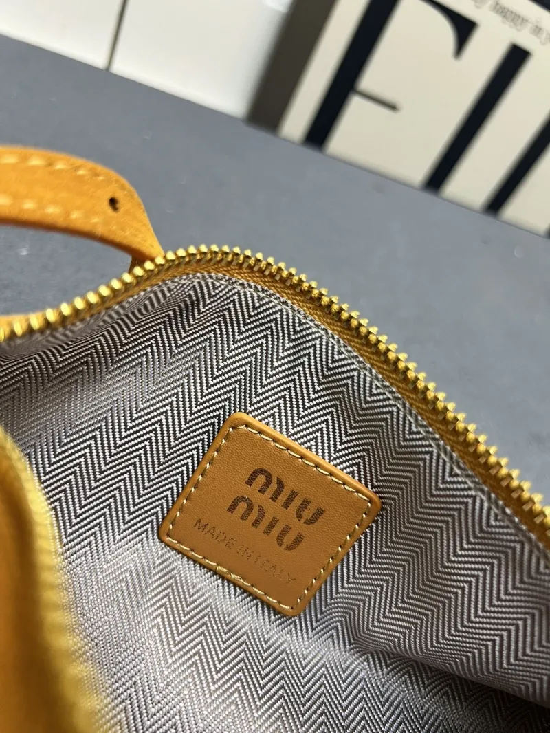 MIU MIU Yellow Suede Cylindrical Shoulder Bag 1E851 - Image 9