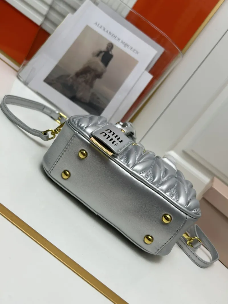Miu Miu Silver Top Handle Crossbody Bag 2310 - Image 6