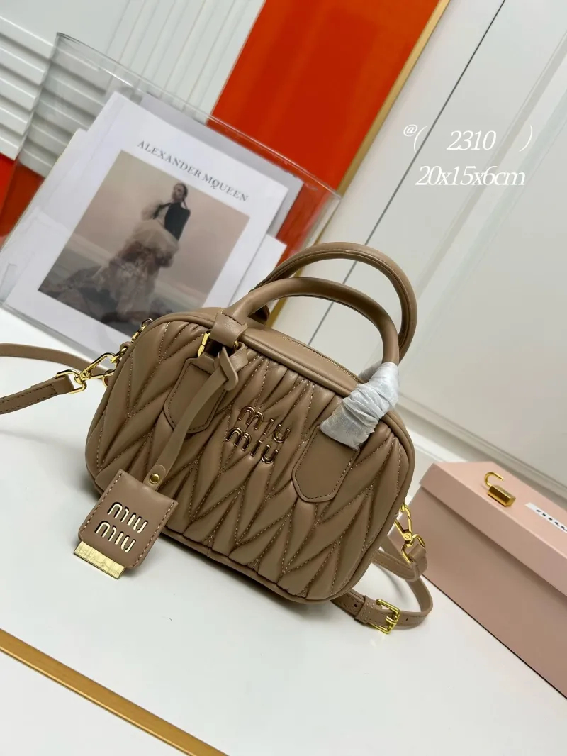 MIU MIU 2310 Beige Top Handle Crossbody Bag