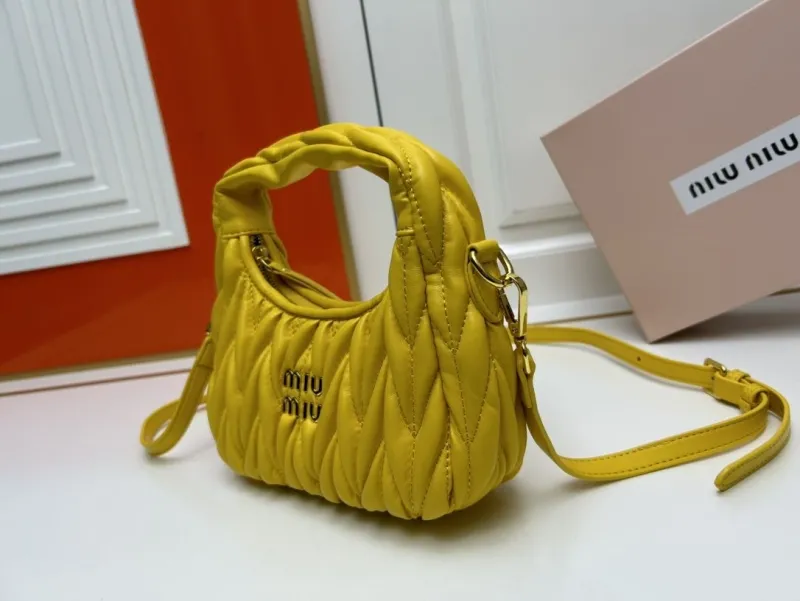 Miu Miu Yellow Quilted Top Handle Crossbody Bag 2178 - Image 3