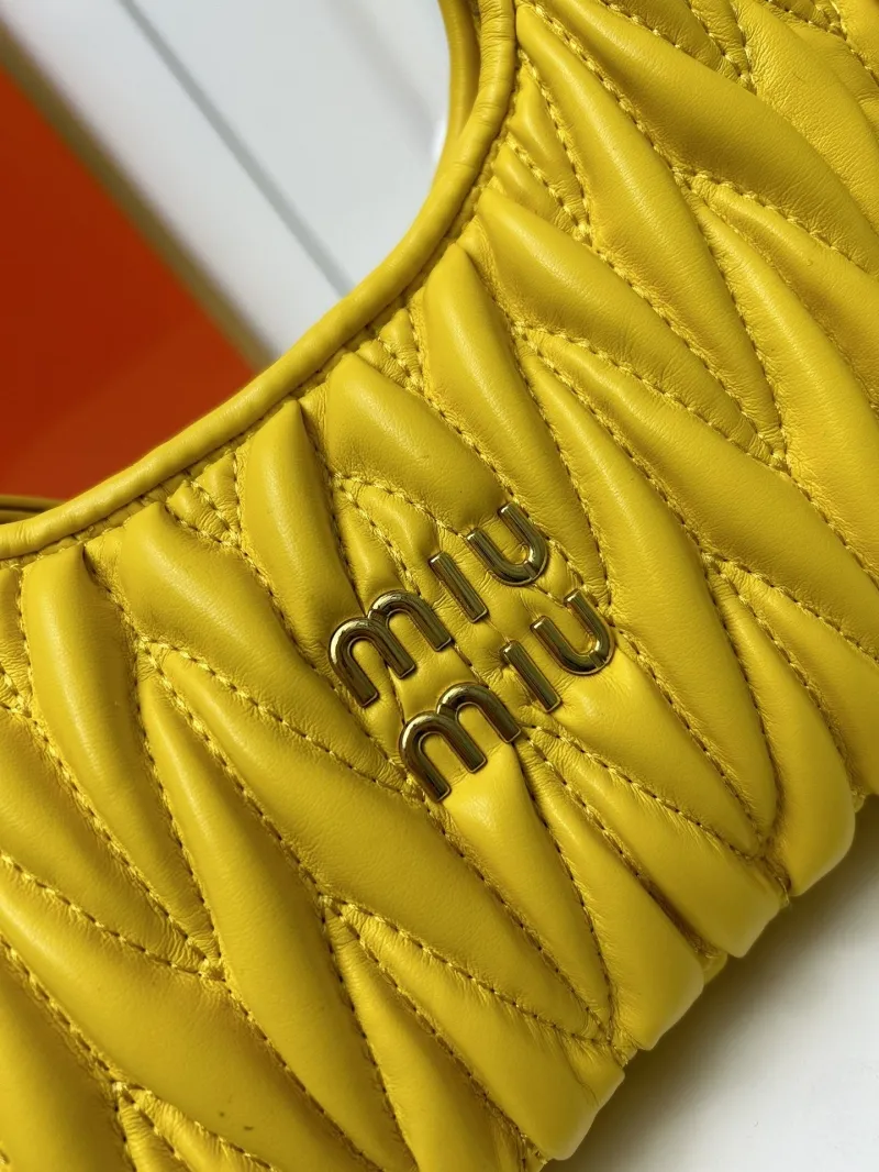 Miu Miu Yellow Quilted Top Handle Crossbody Bag 2178 - Image 4
