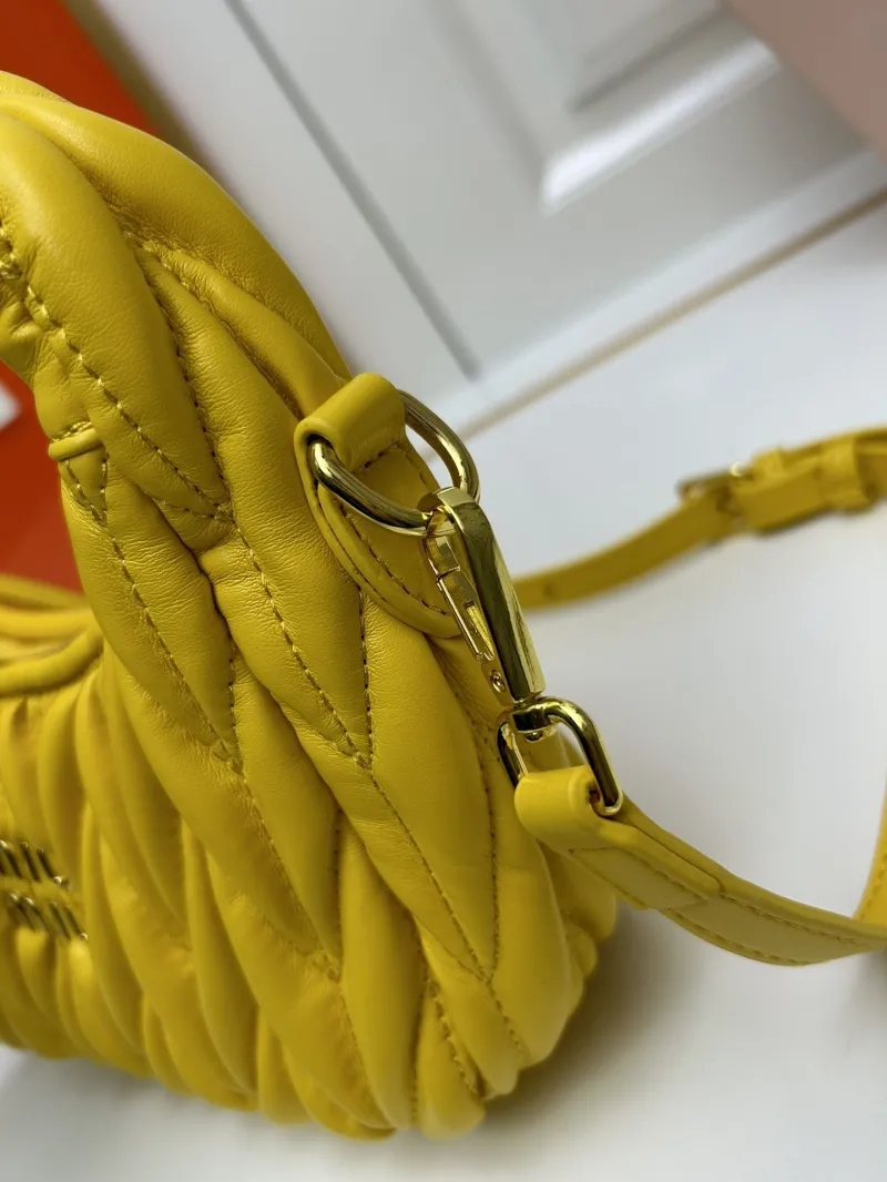 Miu Miu Yellow Quilted Top Handle Crossbody Bag 2178 - Image 5