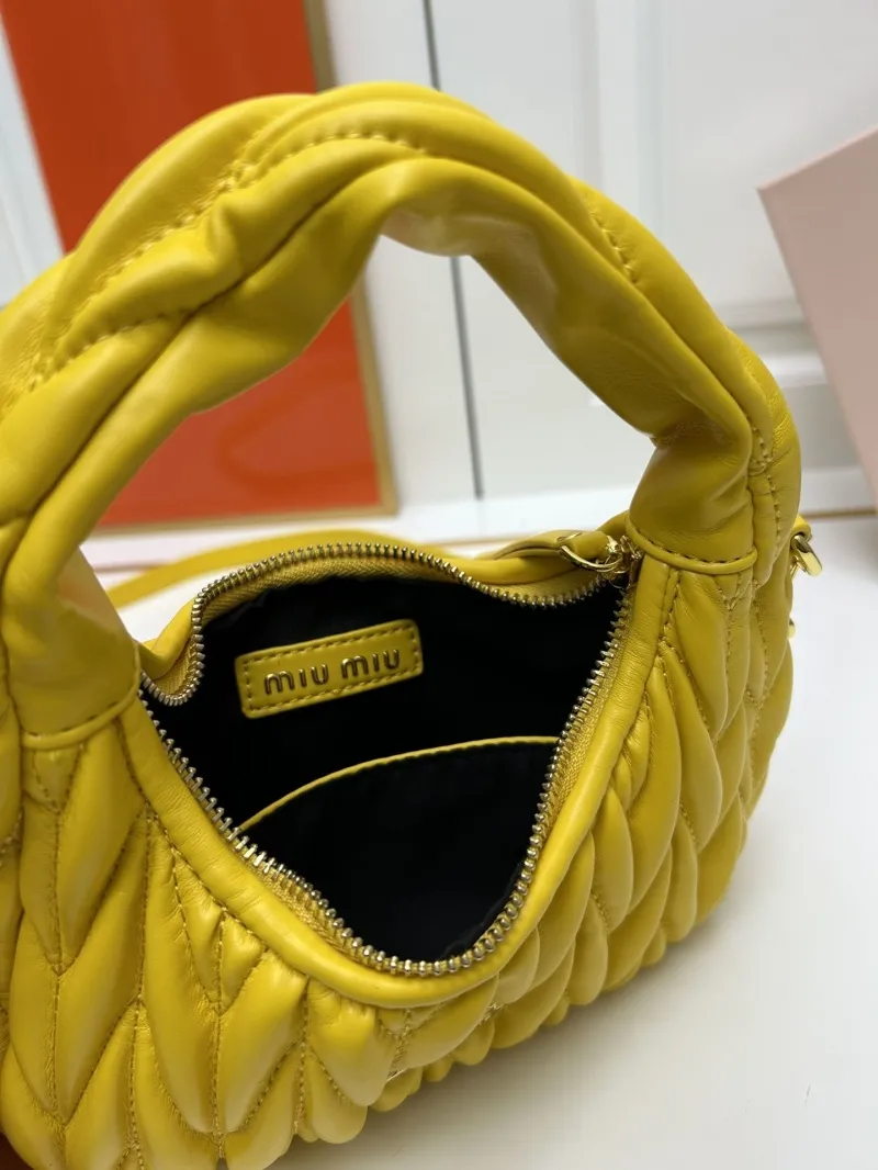 Miu Miu Yellow Quilted Top Handle Crossbody Bag 2178 - Image 8