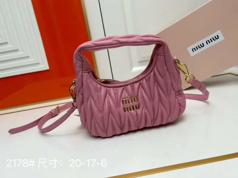Miu Miu Pink Quilted Top Handle Crossbody Bag 2178