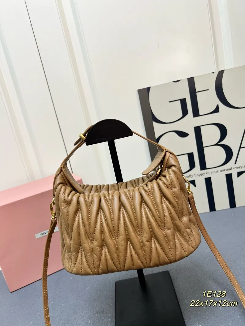 Alternative view of MIU MIU Brown Matelassé Top Handle Crossbody Bag 1E128