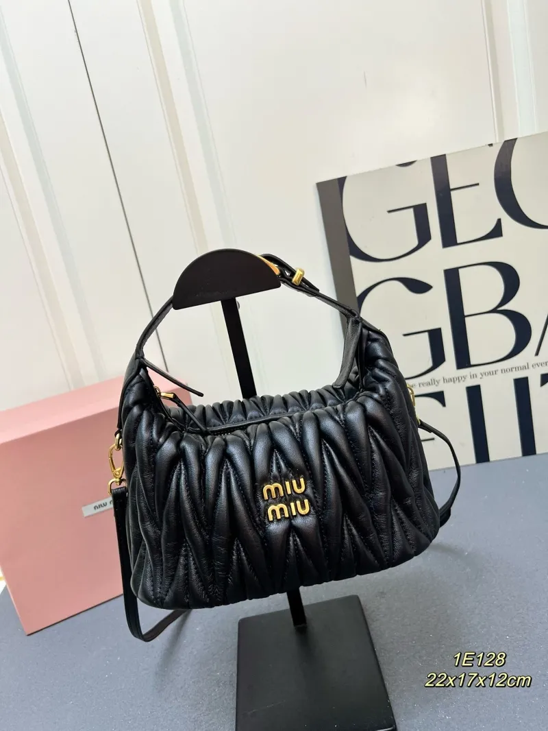 Miu Miu Black Matelassé Top Handle Crossbody Bag 1E128