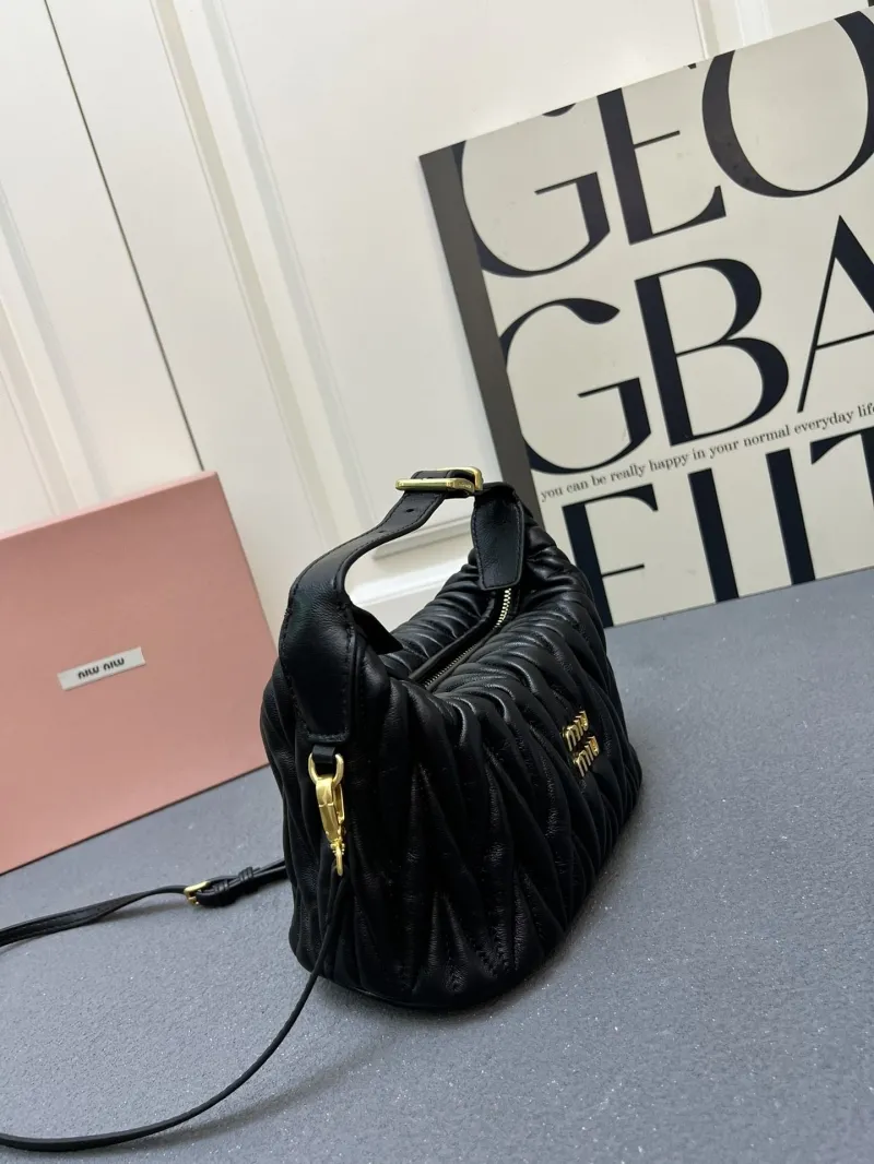 Miu Miu Black Matelassé Top Handle Crossbody Bag 1E128 - Image 3