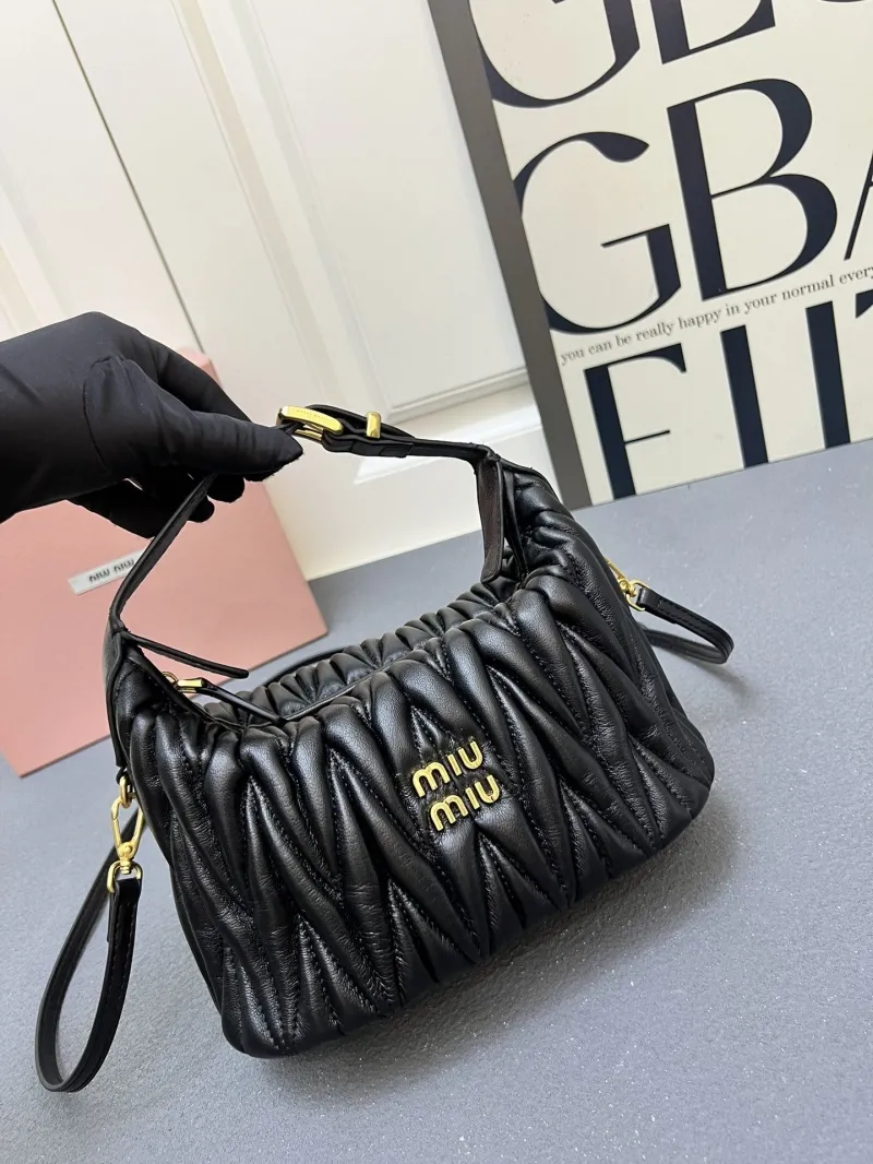 Miu Miu Black Matelassé Top Handle Crossbody Bag 1E128 - Image 4