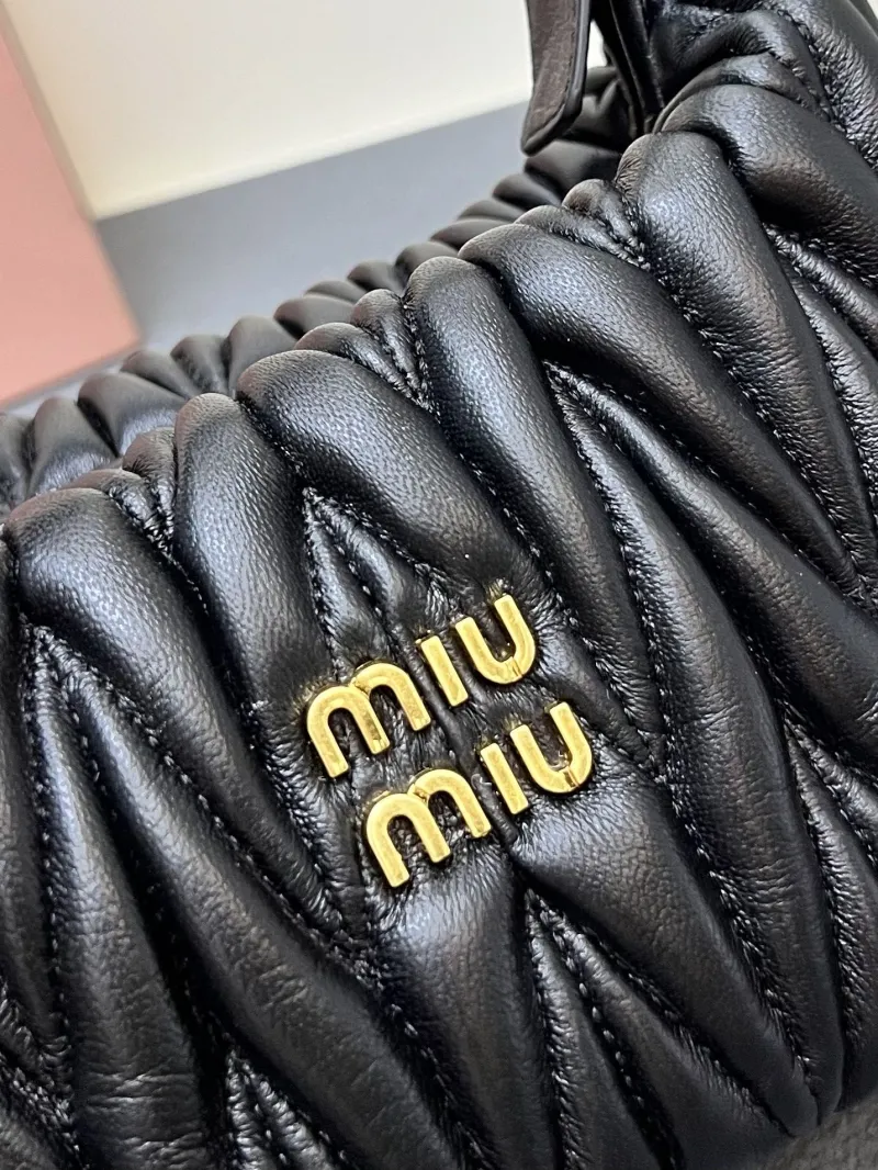 Miu Miu Black Matelassé Top Handle Crossbody Bag 1E128 - Image 5