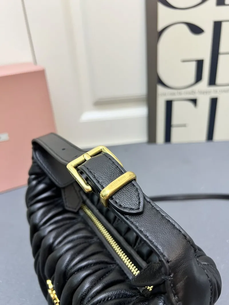 Miu Miu Black Matelassé Top Handle Crossbody Bag 1E128 - Image 6