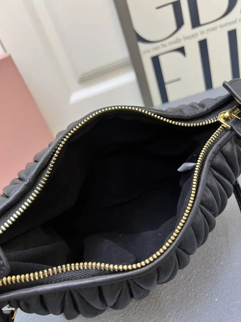 Miu Miu Black Matelassé Top Handle Crossbody Bag 1E128 - Image 8