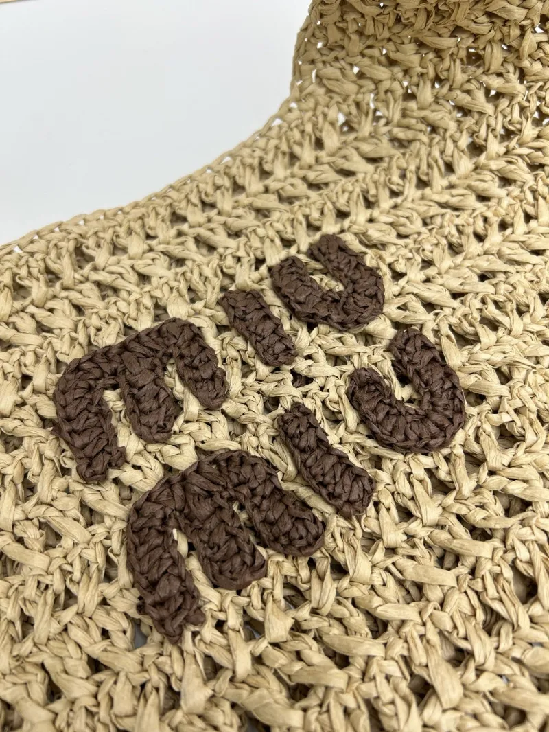 MIU MIU Beige Straw Hobo Bag - Image 4