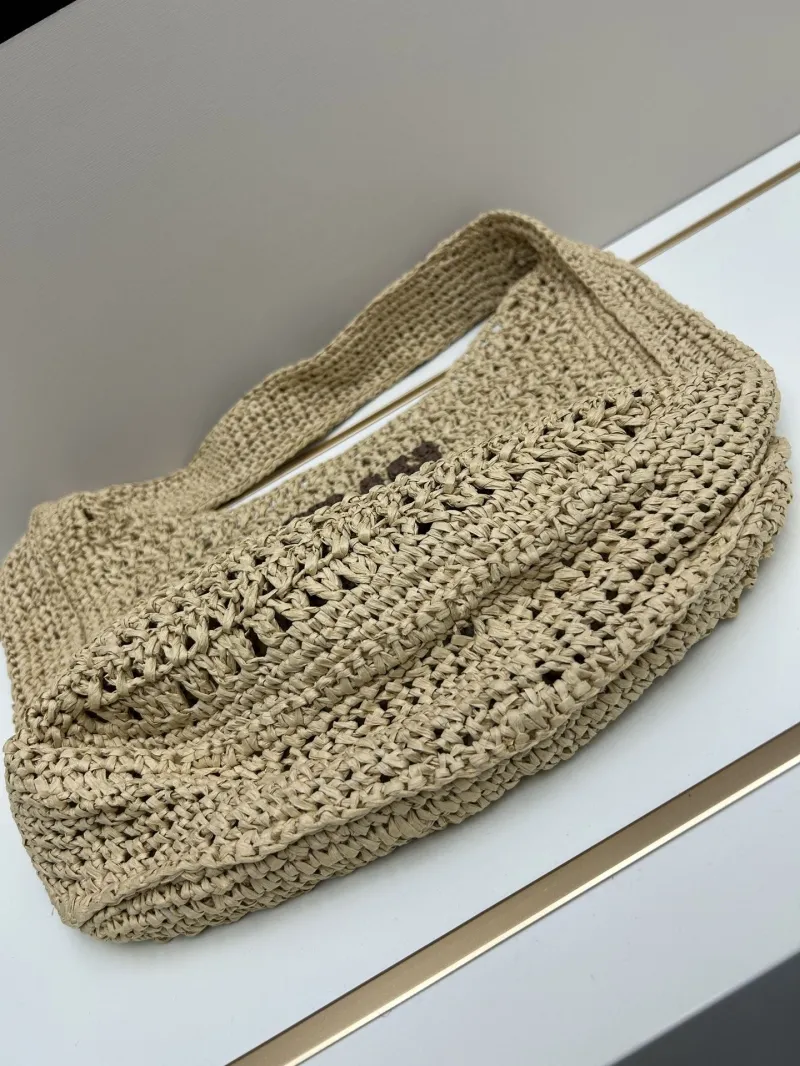 MIU MIU Beige Straw Hobo Bag - Image 5